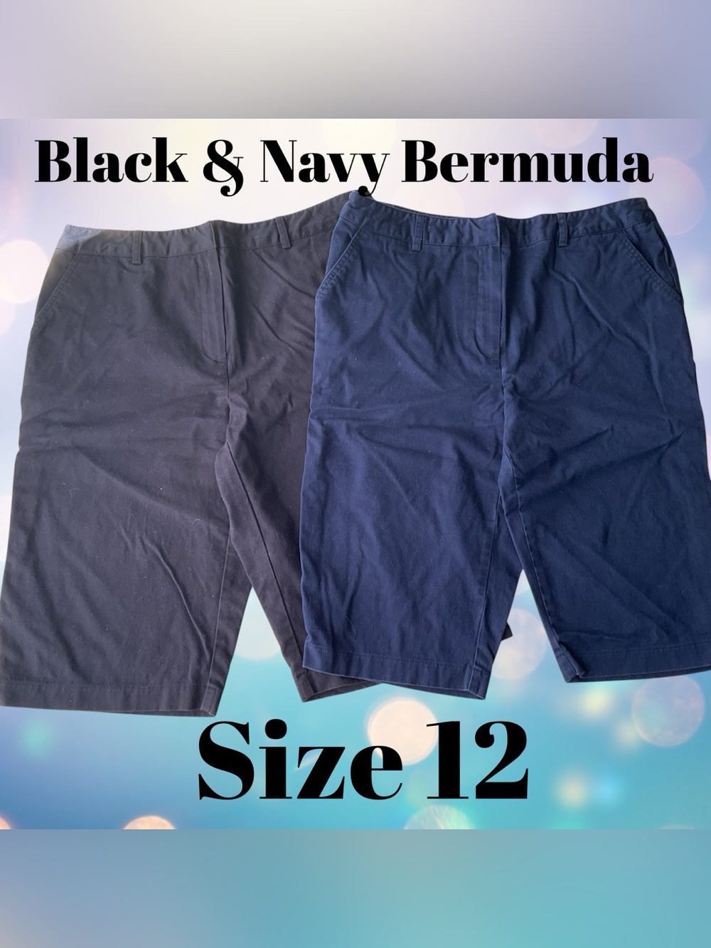 Ladies Bermuda Shorts - Navy & Black (Size 12)